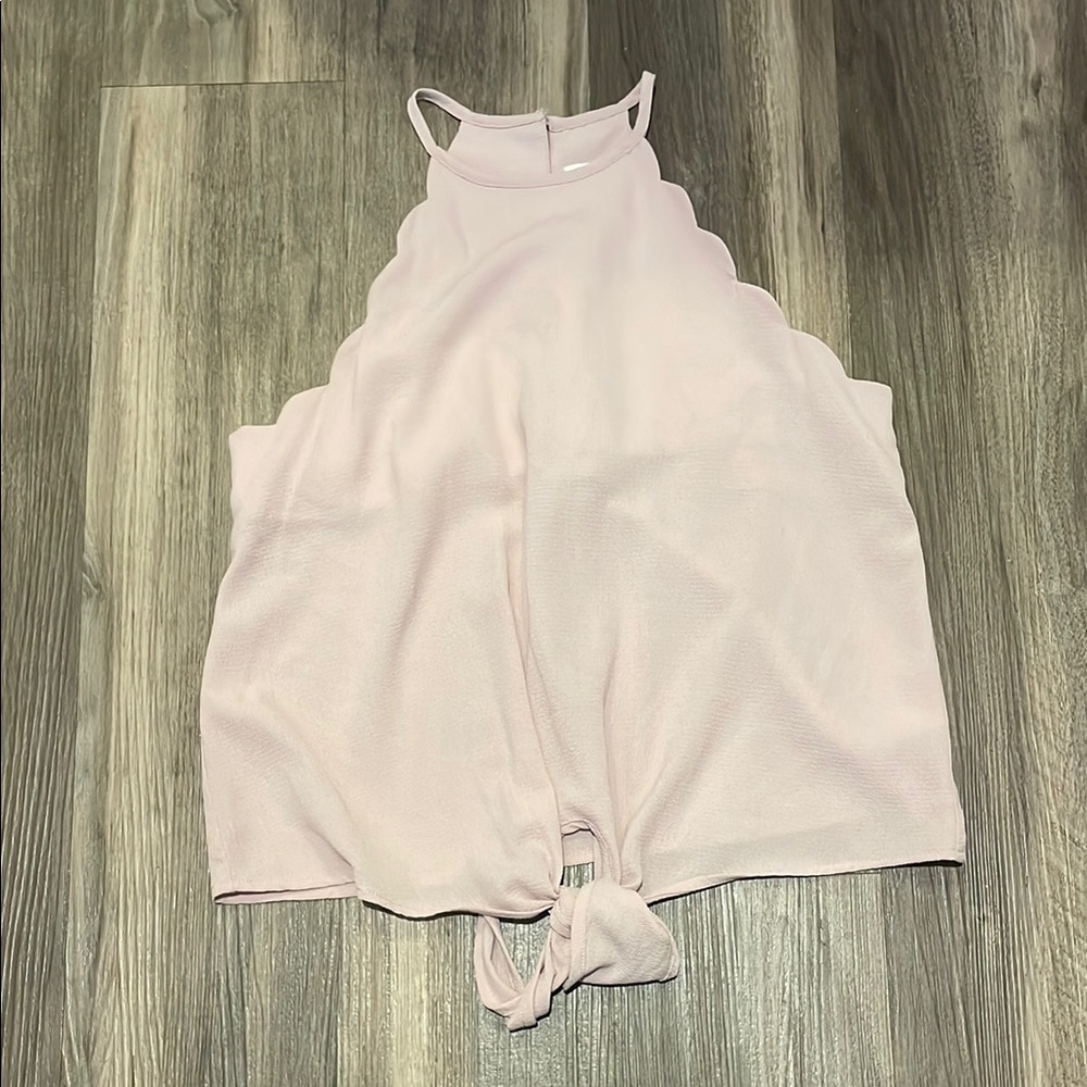 Pink Halter Top with Scalloped Edges